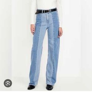 Old Navy Extra High-Rise Sky-Hi Wide Leg Women's Blue Jeans Multi Wash